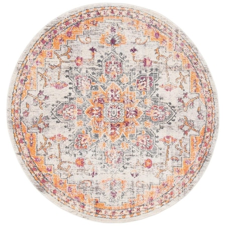 Safavieh 3 x 3 ft. Madison 473E Power Loomed Round Area Rug; Beige & Orange MAD473E-3R